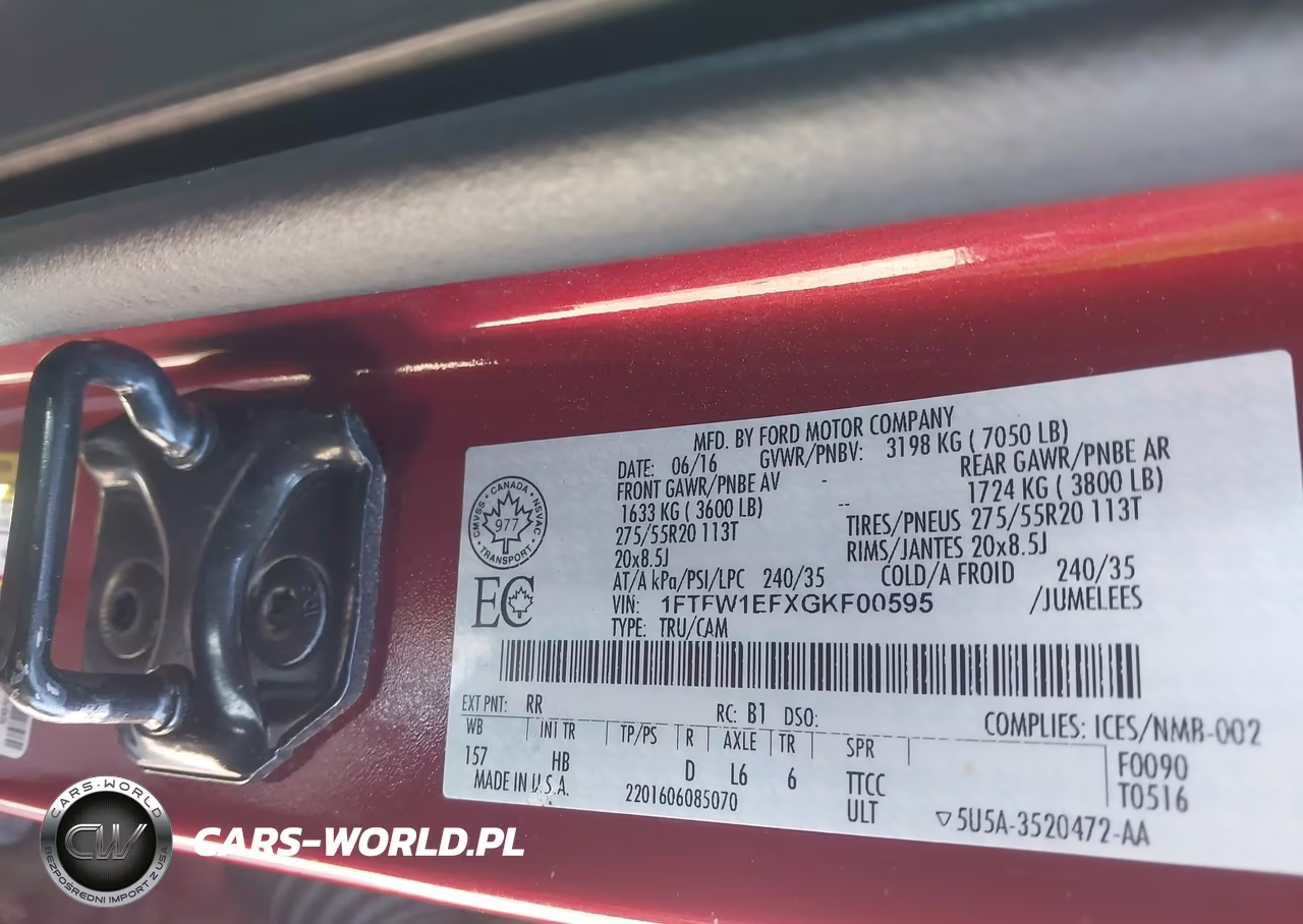 2016 Ford F-150 Lariat VIN:1FTFW1EFXGKF00595 - 9