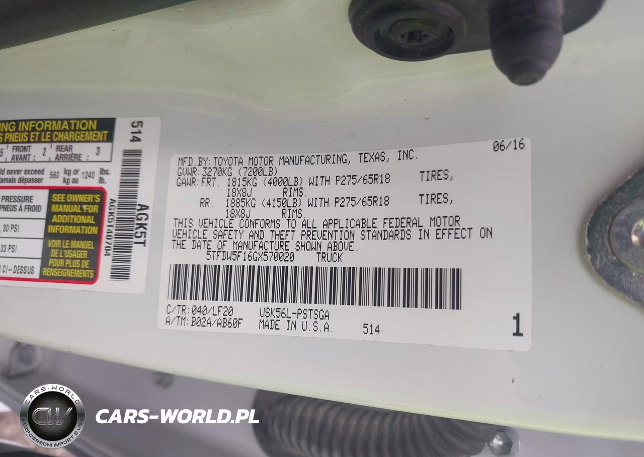 2016 Toyota Tundra Trd Pro 5.7L V8 VIN:5TFDW5F16GX570020 - 9