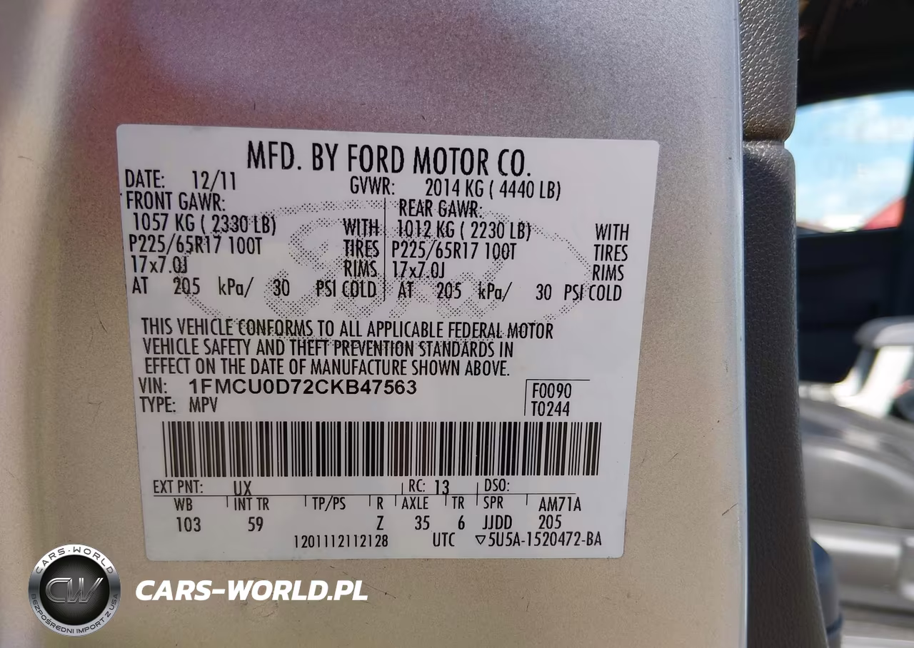 2012 Ford Escape Xlt VIN:1FMCU0D72CKB47563 - 9