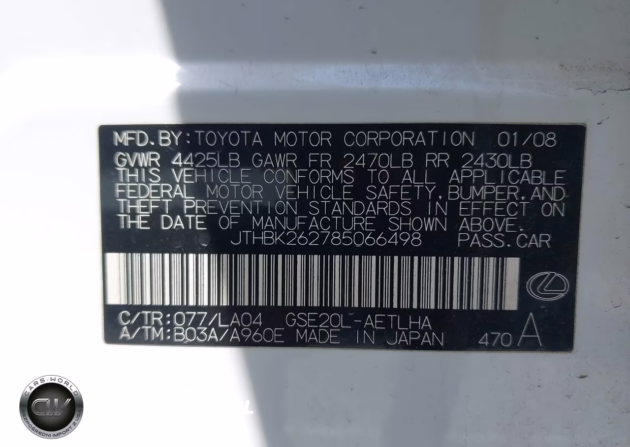 2008 Lexus Is 250 VIN:JTHBK262785066498 - 9
