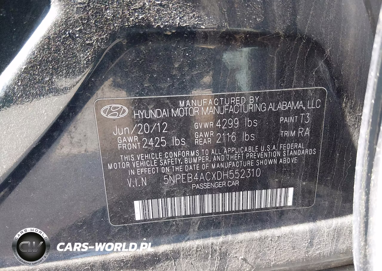 2013 Hyundai Sonata Gls VIN:5NPEB4ACXDH552310 - 9