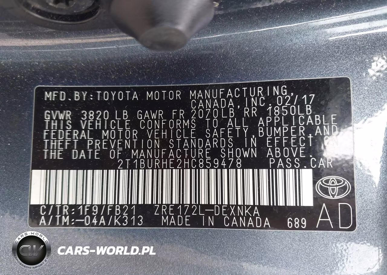 2017 Toyota Corolla Le VIN:2T1BURHE2HC859478 - 9