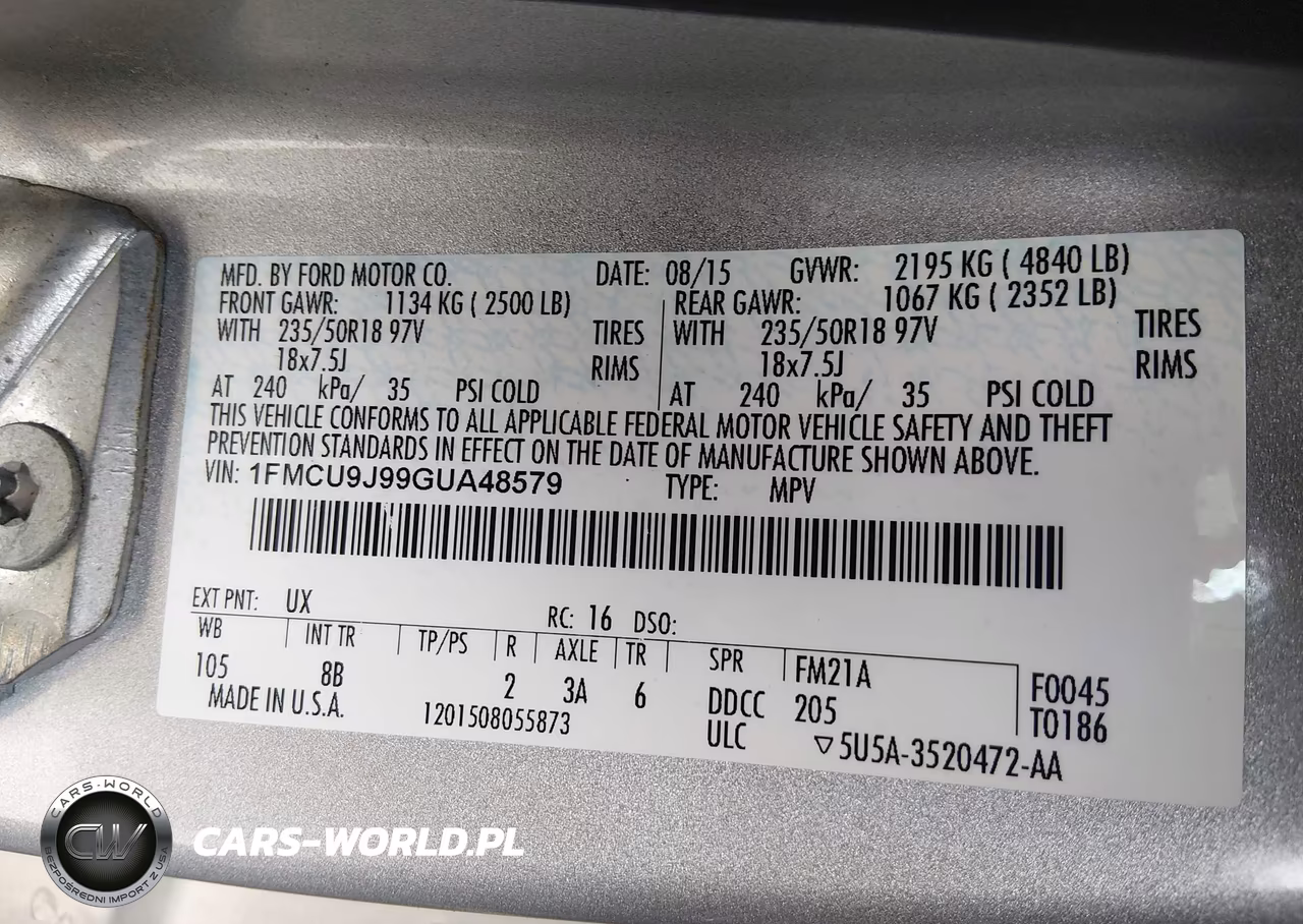 2016 Ford Escape Titanium VIN:1FMCU9J99GUA48579 - 9