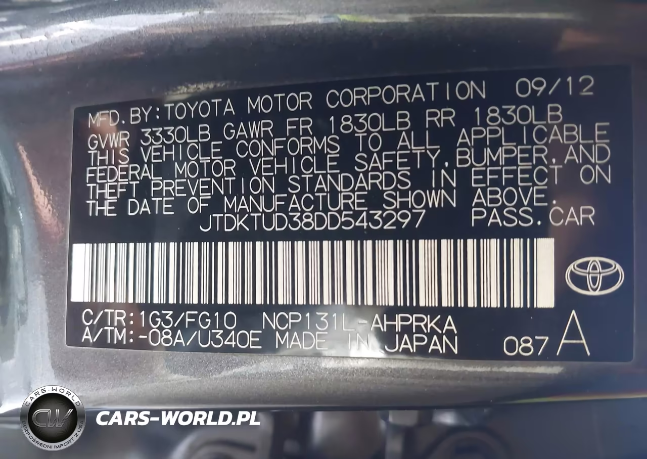 2013 Toyota Yaris Le VIN:JTDKTUD38DD543297 - 9