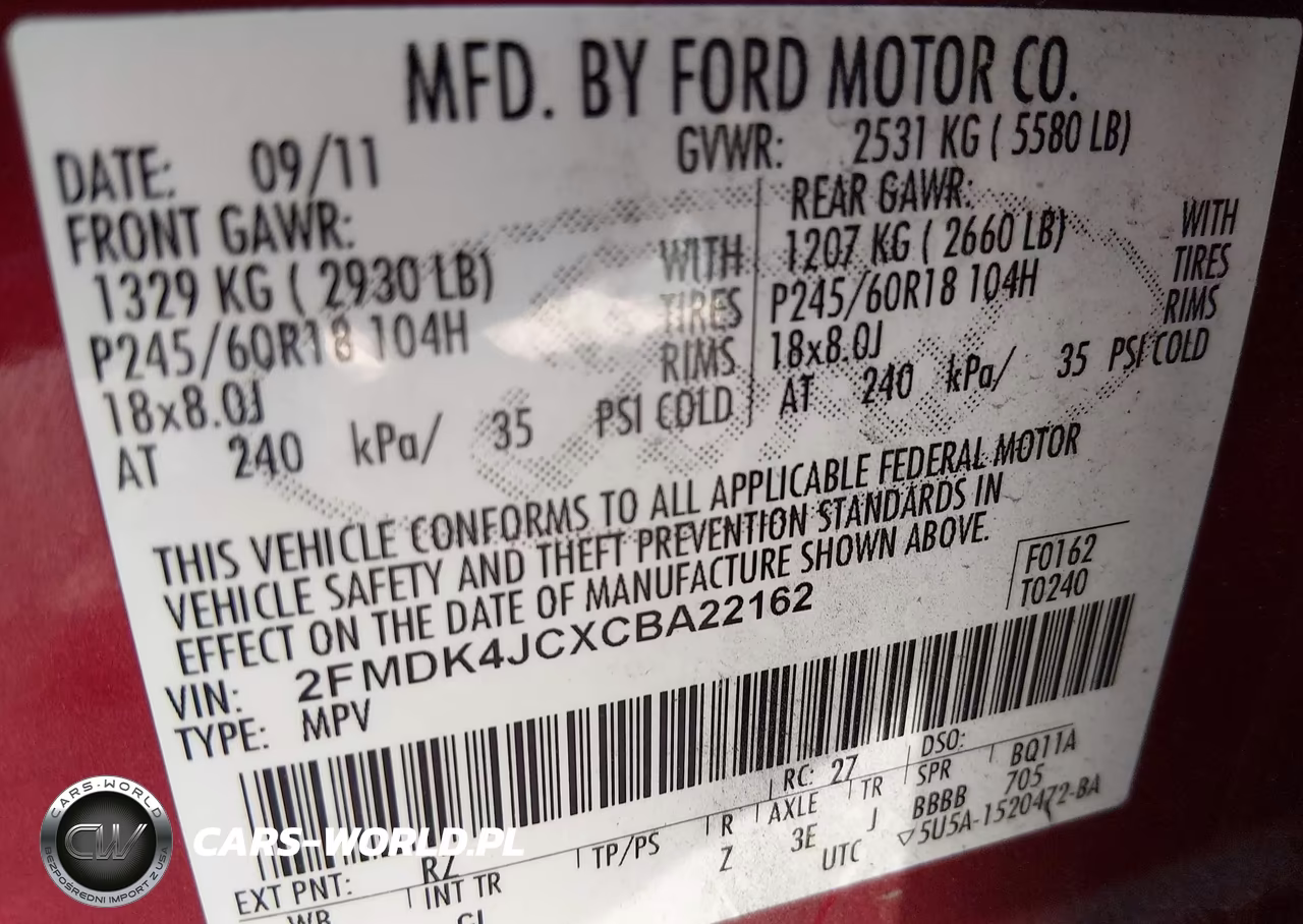 2012 Ford Edge Sel VIN:2FMDK4JCXCBA22162 - 9