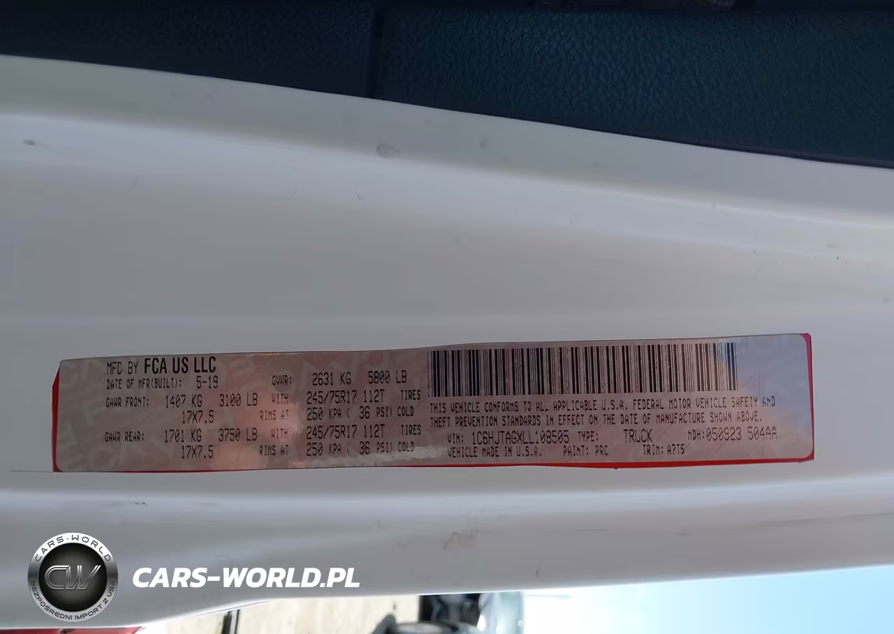 2020 Jeep Gladiator Sport S 4X4 VIN:1C6HJTAGXLL108505 - 9
