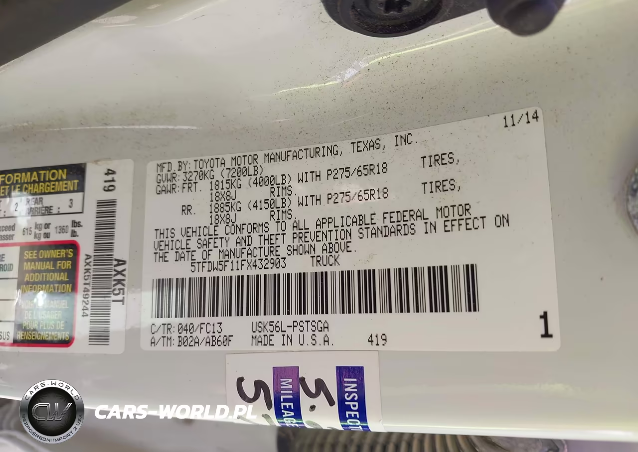 2015 Toyota Tundra Sr5 5.7L V8 VIN:5TFDW5F11FX432903 - 9