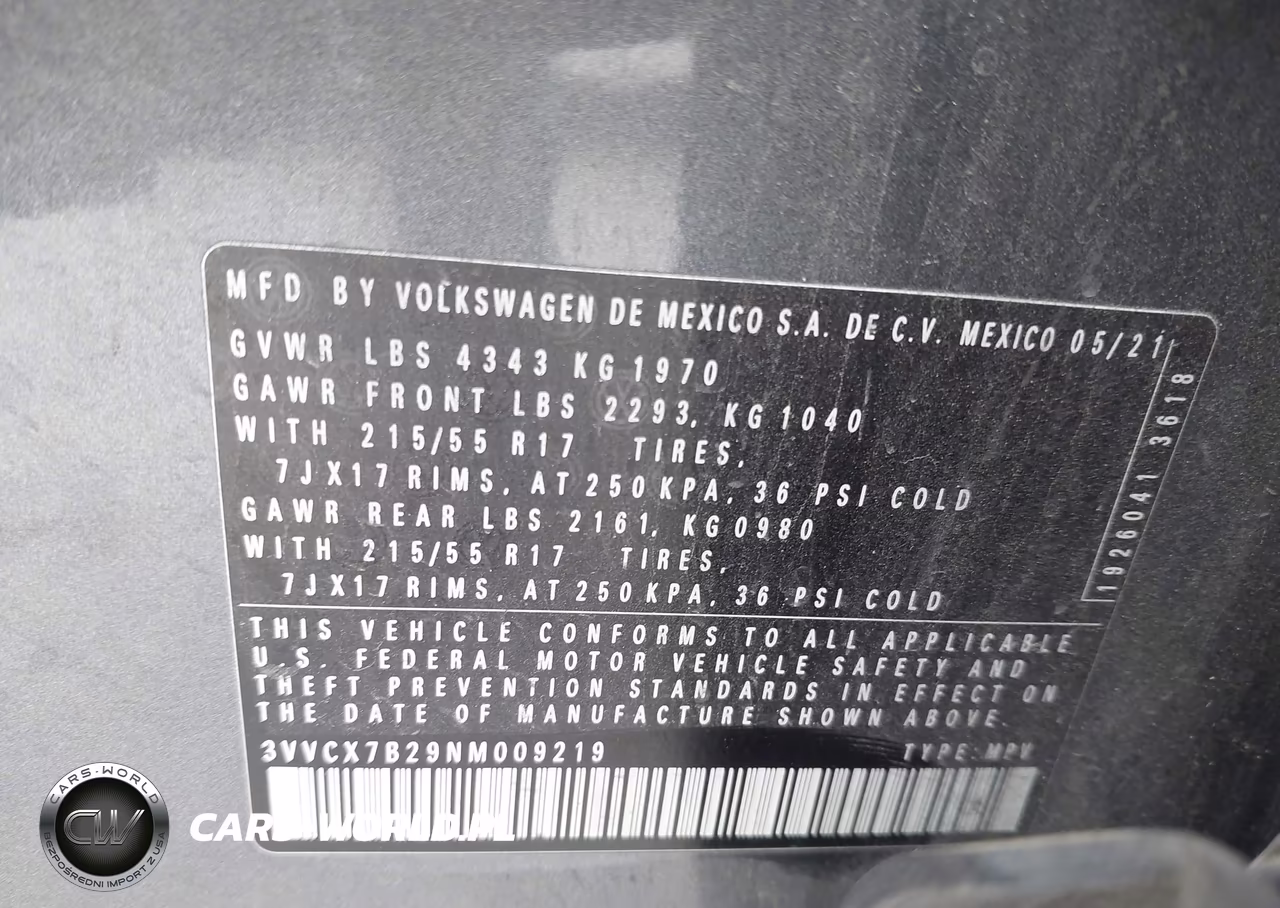 2022 Volkswagen Taos 1.5T S VIN:3VVCX7B29NM009219 - 9