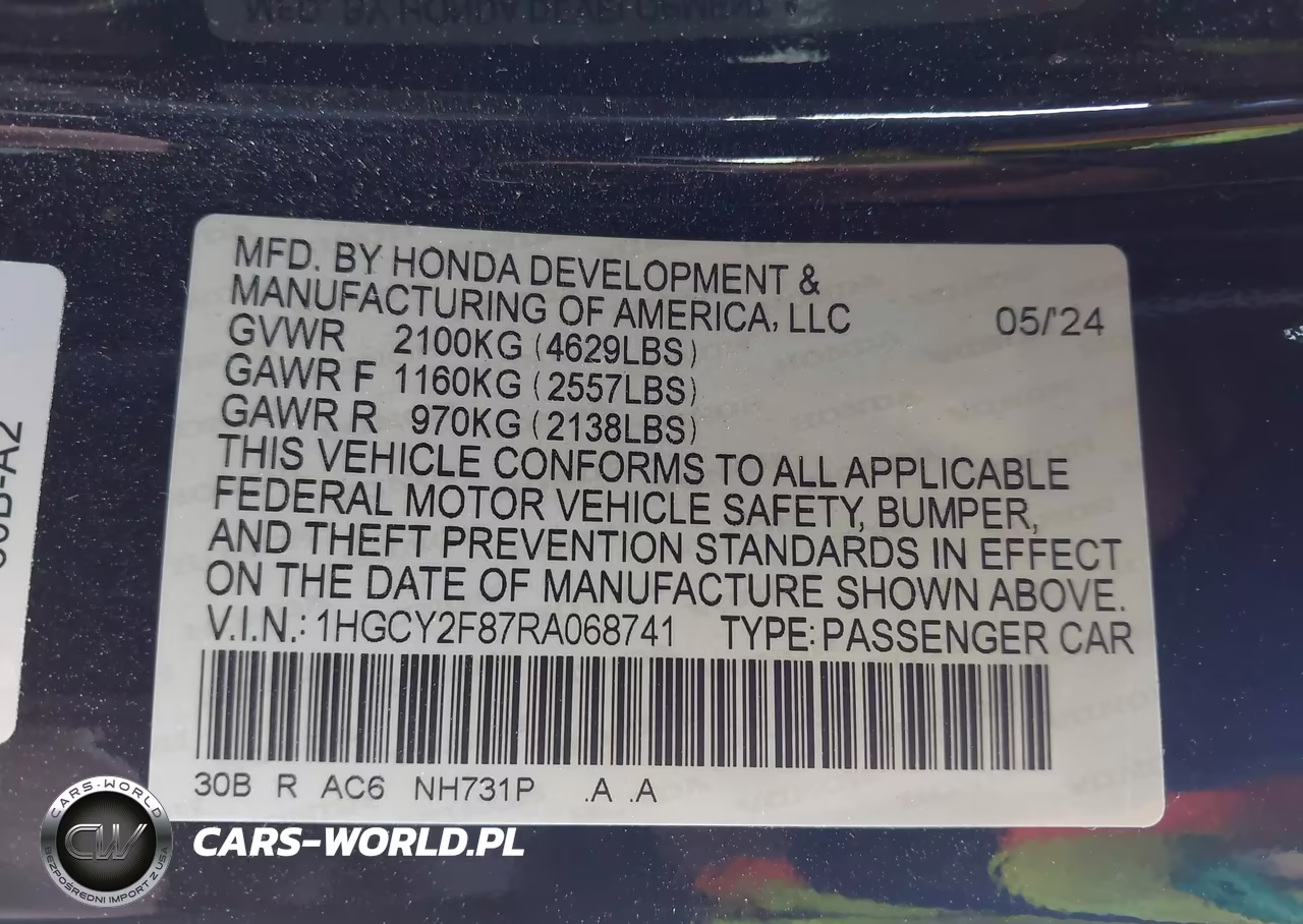 2024 Honda Accord Hybrid Touring VIN:1HGCY2F87RA068741 - 9