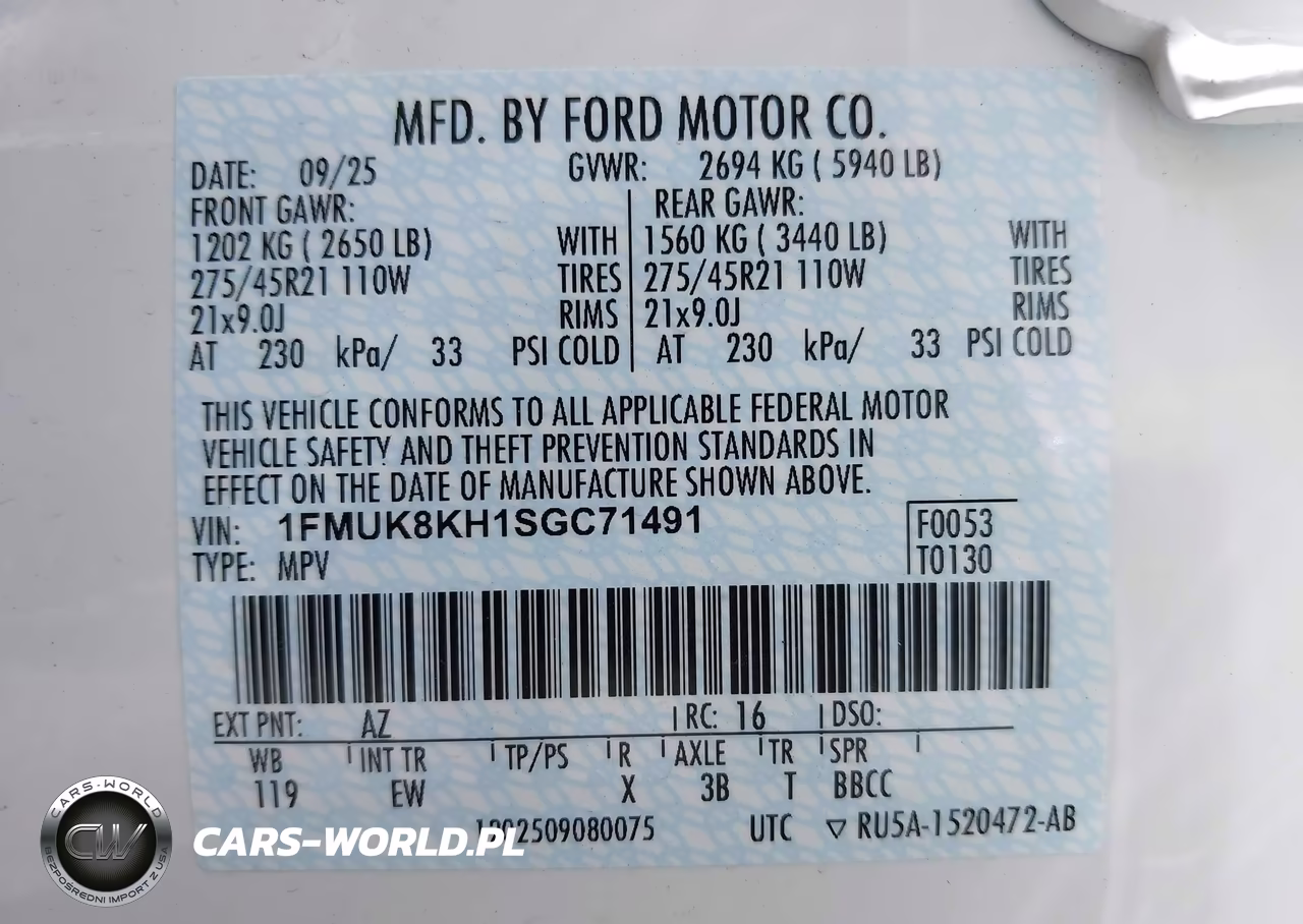 2025 Ford Explorer St-Line VIN:1FMUK8KH1SGC71491 - 9