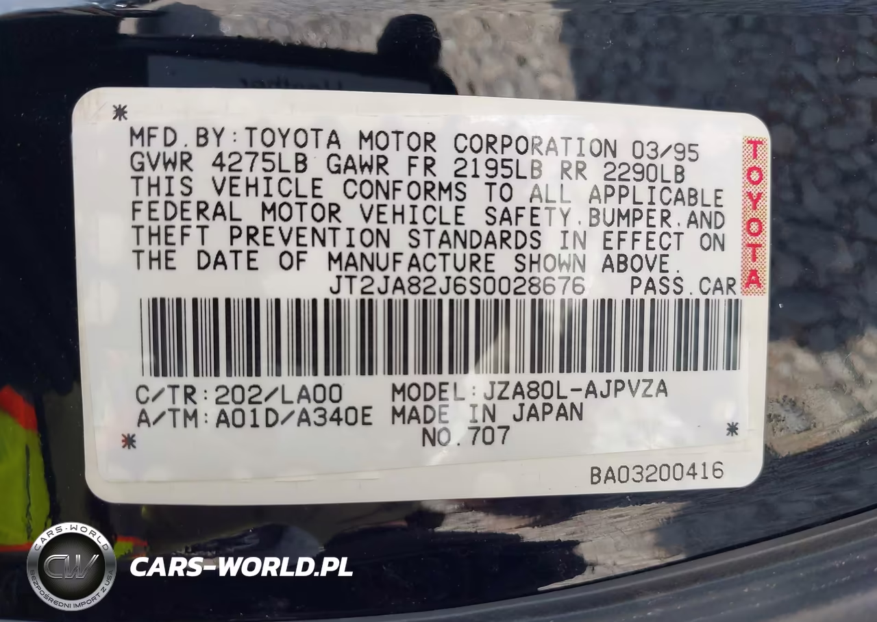 1995 Toyota Supra Sport Roof VIN:JT2JA82J6S0028676 - 9