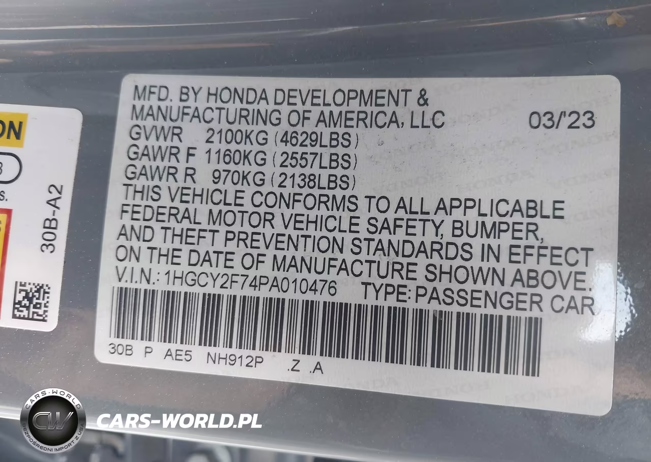 2023 Honda Accord Hybrid Sport-L VIN:1HGCY2F74PA010476 - 9