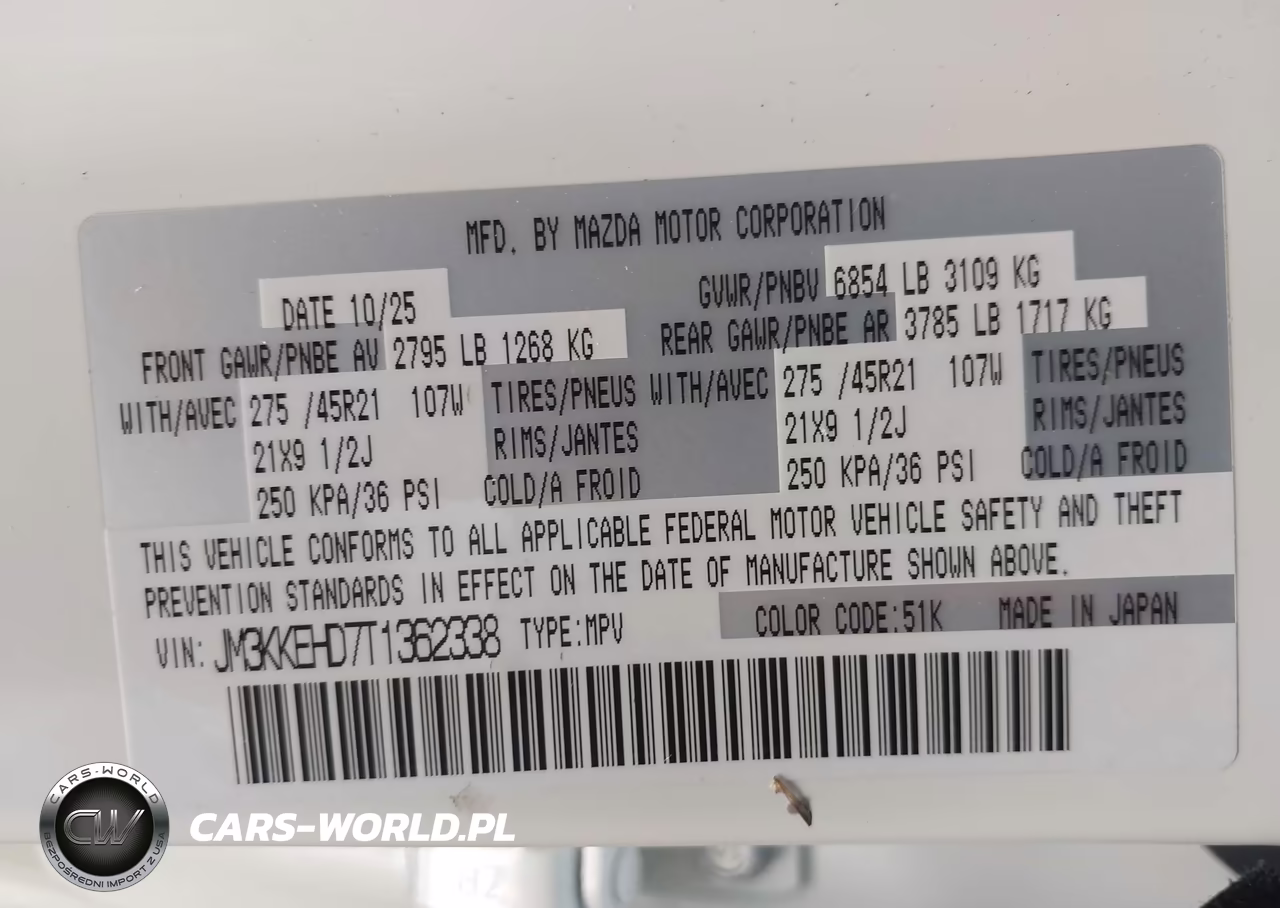 2026 Mazda Cx-90 3.3 Turbo Premium Plus VIN:JM3KKEHD7T1362338 - 9