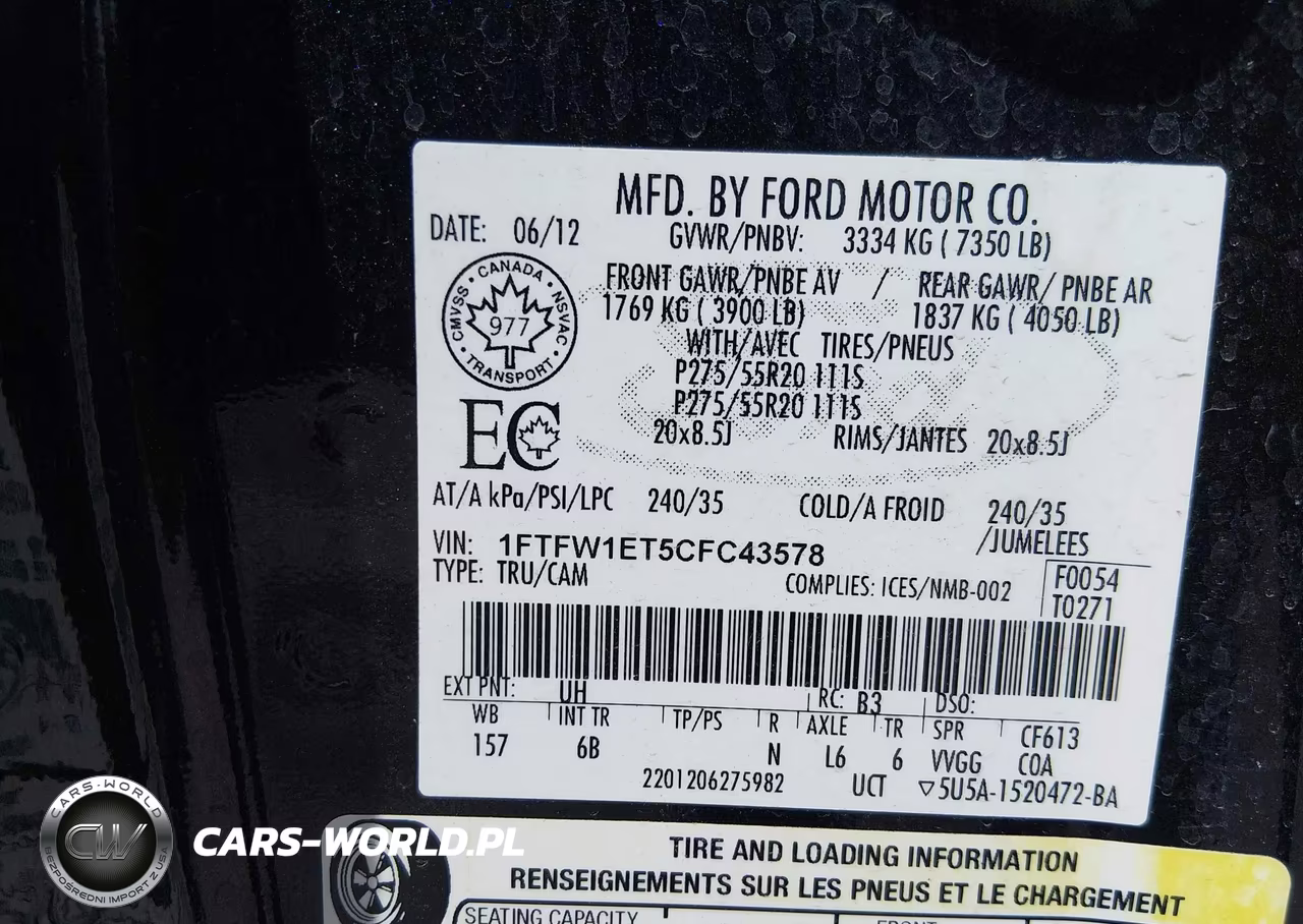 2012 Ford F-150 Fx4 VIN:1FTFW1ET5CFC43578 - 9