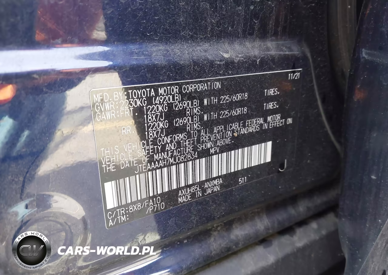 2021 Toyota Venza Le VIN:JTEAAAAH7MJ082834 - 9