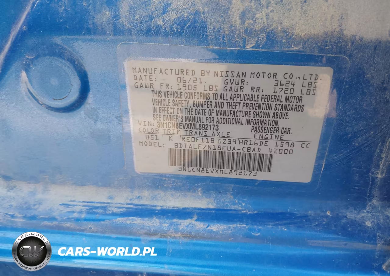 2021 Nissan Versa Sv Xtronic Cvt VIN:3N1CN8EVXML892173 - 9