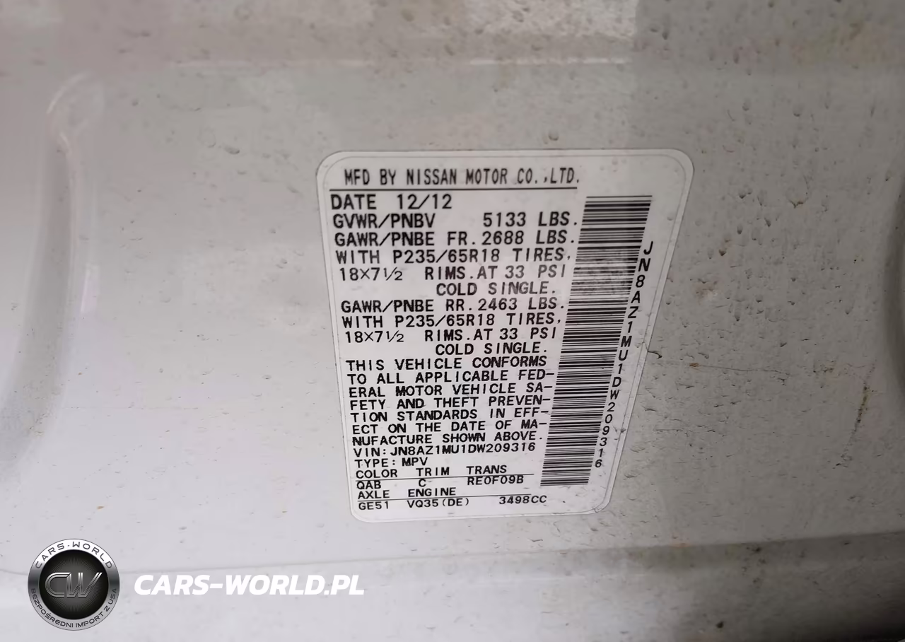 2013 Nissan Murano Sl VIN:JN8AZ1MU1DW209316 - 9