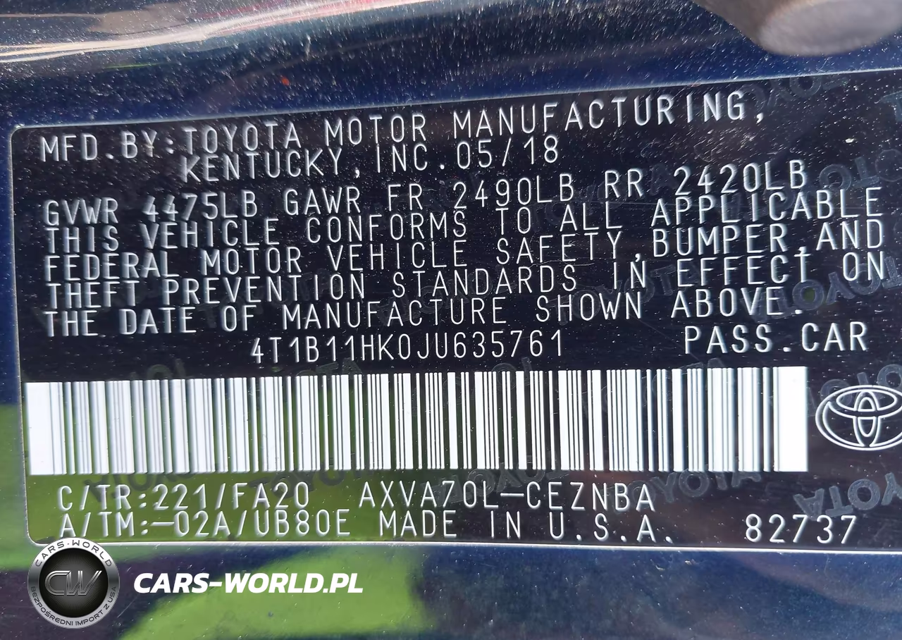 2018 Toyota Camry Le VIN:4T1B11HK0JU635761 - 9