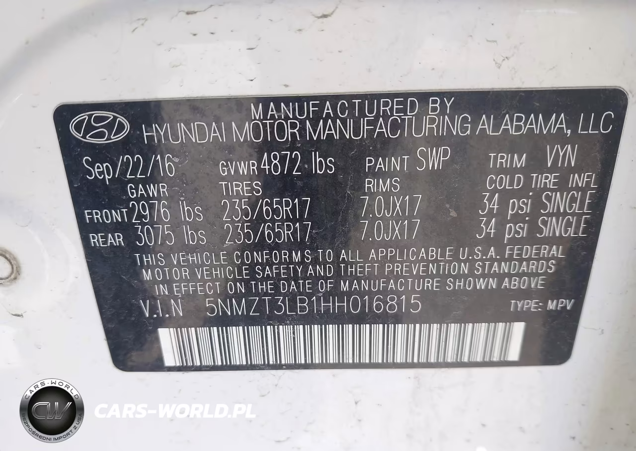 2017 Hyundai Santa Fe Sport 2.4L VIN:5NMZT3LB1HH016815 - 9