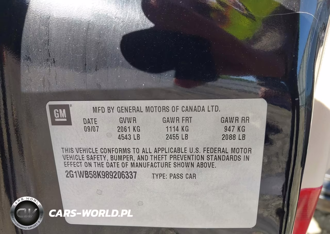 2008 Chevrolet Impala Ls VIN:2G1WB58K989206337 - 9