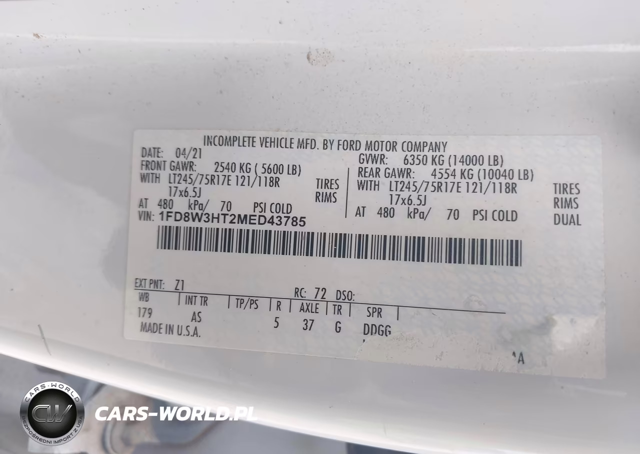 2021 Ford F-350 Chassis Xl VIN:1FD8W3HT2MED43785 - 8