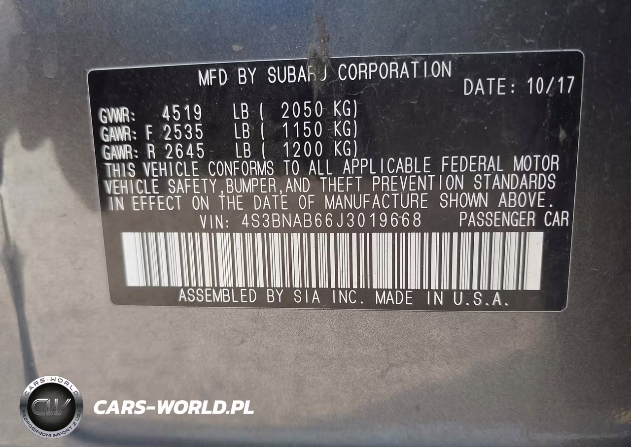 2018 Subaru Legacy 2.5I VIN:4S3BNAB66J3019668 - 9