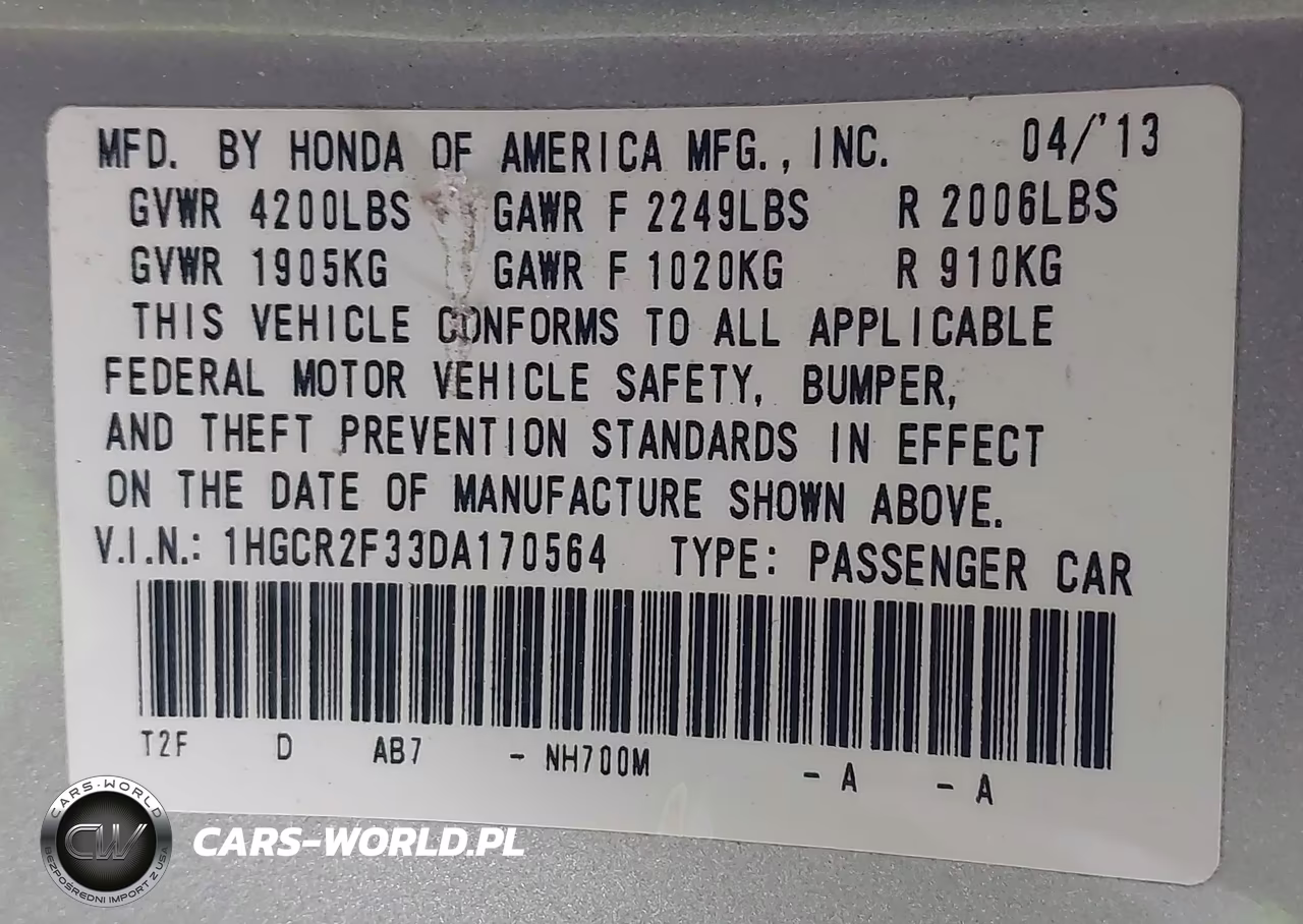 2013 Honda Accord Lx VIN:1HGCR2F33DA170564 - 9