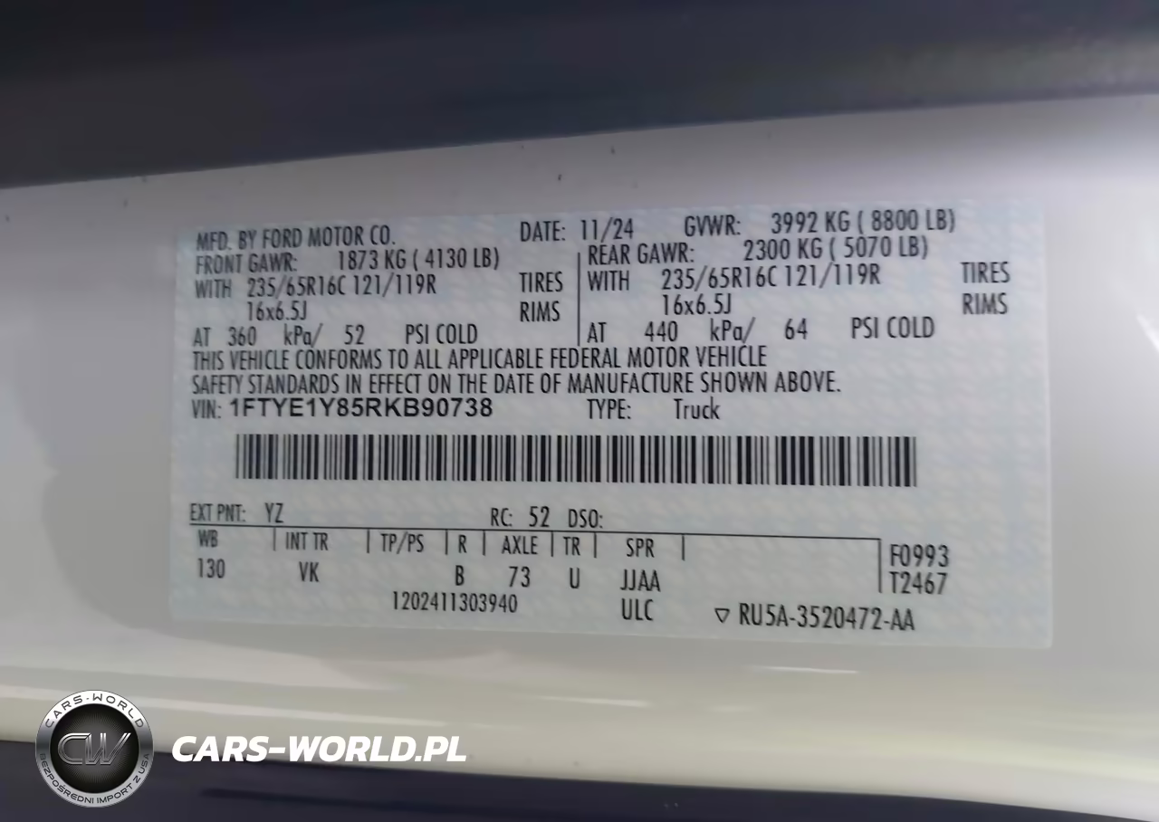 2024 Ford Transit-150 VIN:1FTYE1Y85RKB90738 - 9