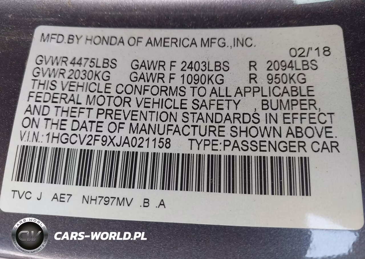 2018 Honda Accord Touring 2.0T VIN:1HGCV2F9XJA021158 - 9