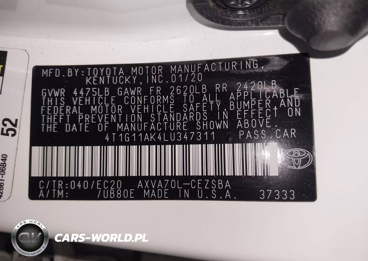 2020 Toyota Camry Se Nightshade Edition VIN:4T1G11AK4LU347311 - 9