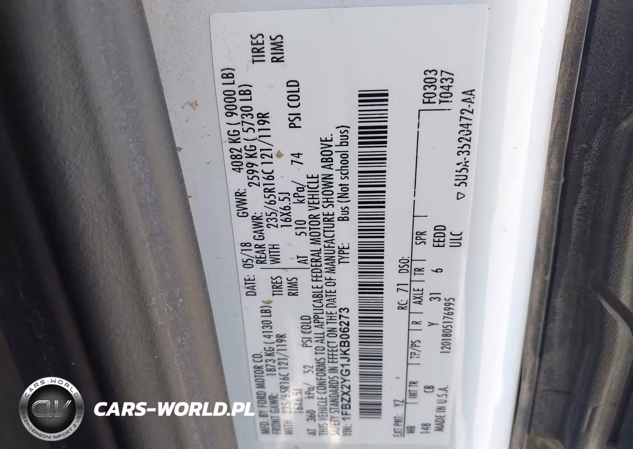 2018 Ford Transit-350 Xlt VIN:1FBZX2YG1JKB06273 - 9