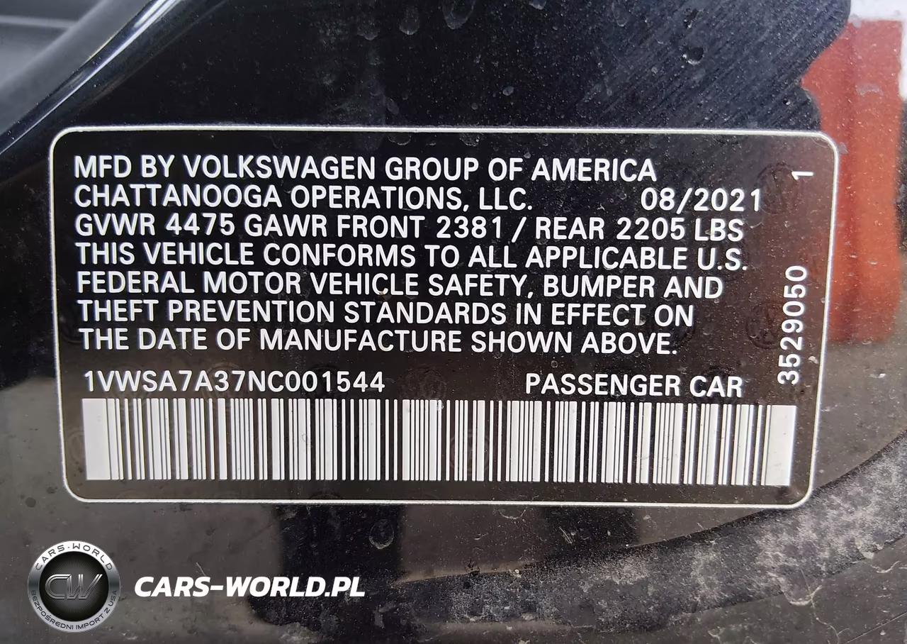 2022 Volkswagen Passat 2.0T Se VIN:1VWSA7A37NC001544 - 9