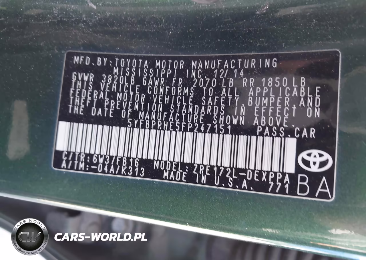2015 Toyota Corolla Le Eco Plus VIN:5YFBPRHE5FP247151 - 9