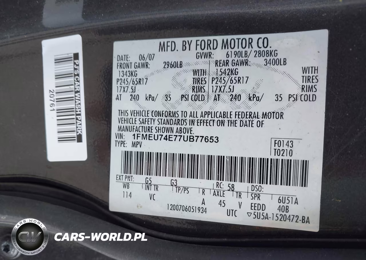 2007 Ford Explorer Eddie Bauer VIN:1FMEU74E77UB77653 - 9