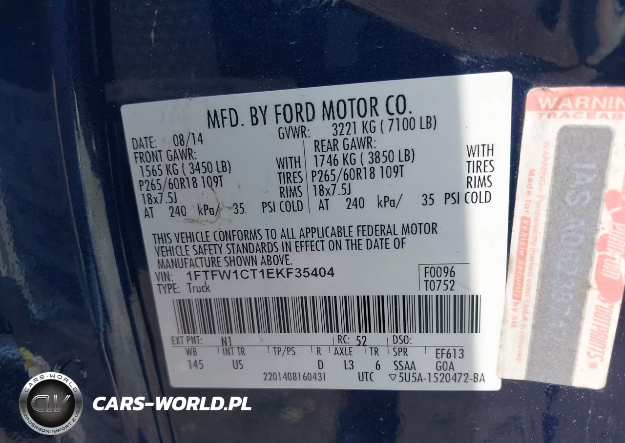 2014 Ford F-150 Xlt VIN:1FTFW1CT1EKF35404 - 9