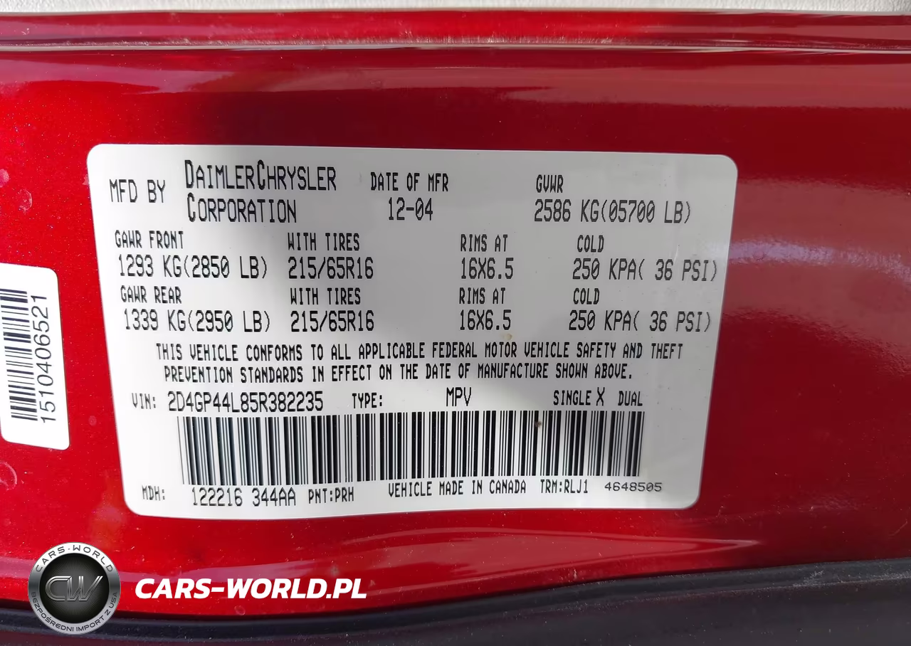 2005 Dodge Grand Caravan Sxt VIN:2D4GP44L85R382235 - 9