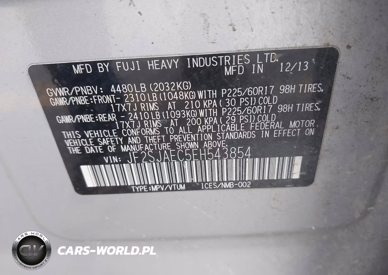 2014 Subaru Forester 2.5I Premium VIN:JF2SJAEC5EH543854 - 9