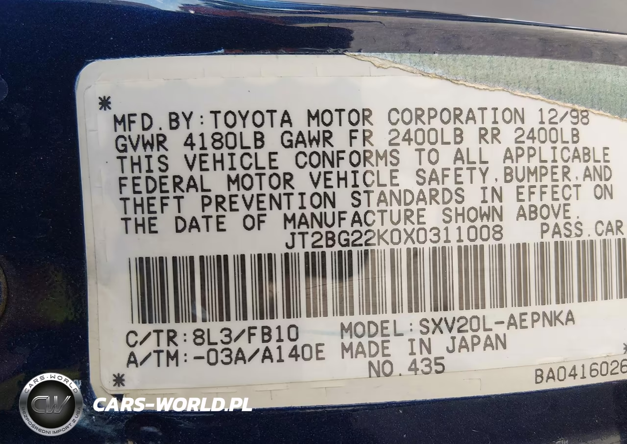 1999 Toyota Camry Le VIN:JT2BG22K0X0311008 - 9