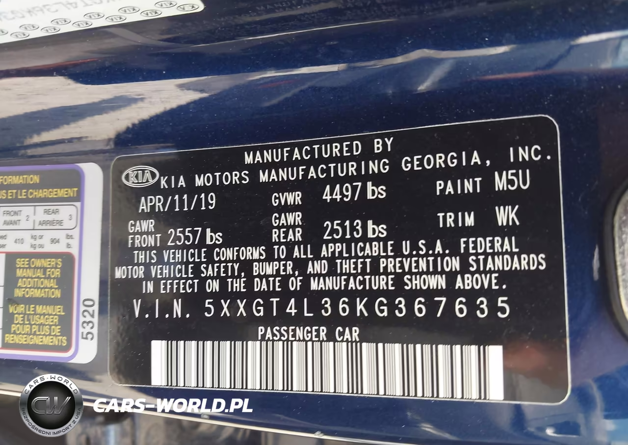 2019 Kia Optima S VIN:5XXGT4L36KG367635 - 9