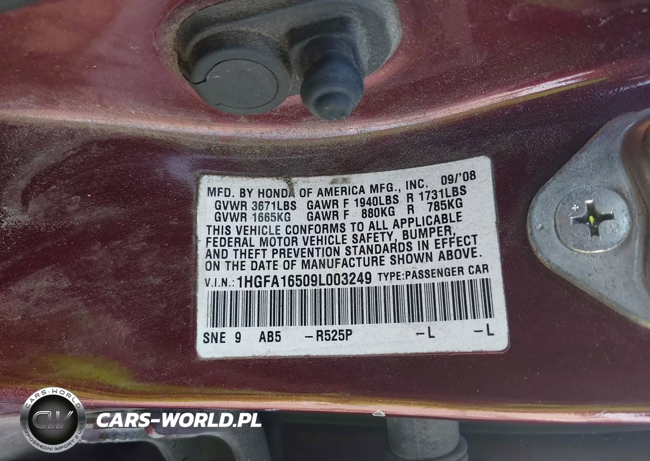 2009 Honda Civic Lx VIN:1HGFA16509L003249 - 9