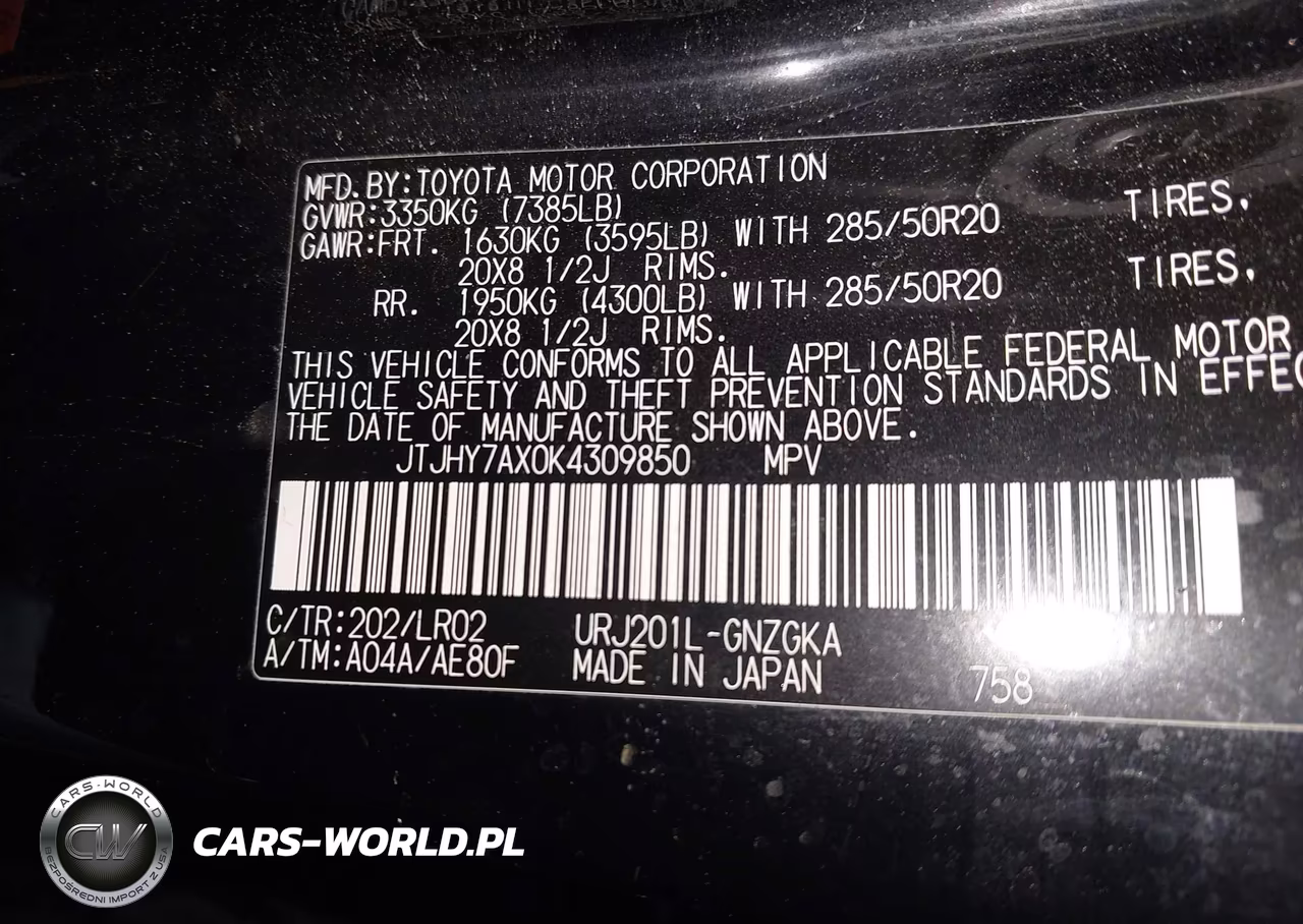 2019 Lexus Lx 570 Two-Row VIN:JTJHY7AX0K4309850 - 7