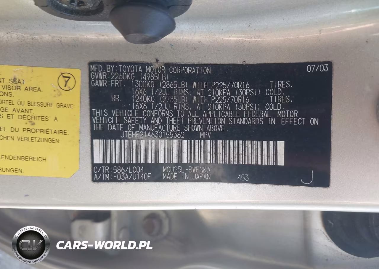 2003 Toyota Highlander Limited V6 VIN:JTEHF21A630155382 - 9