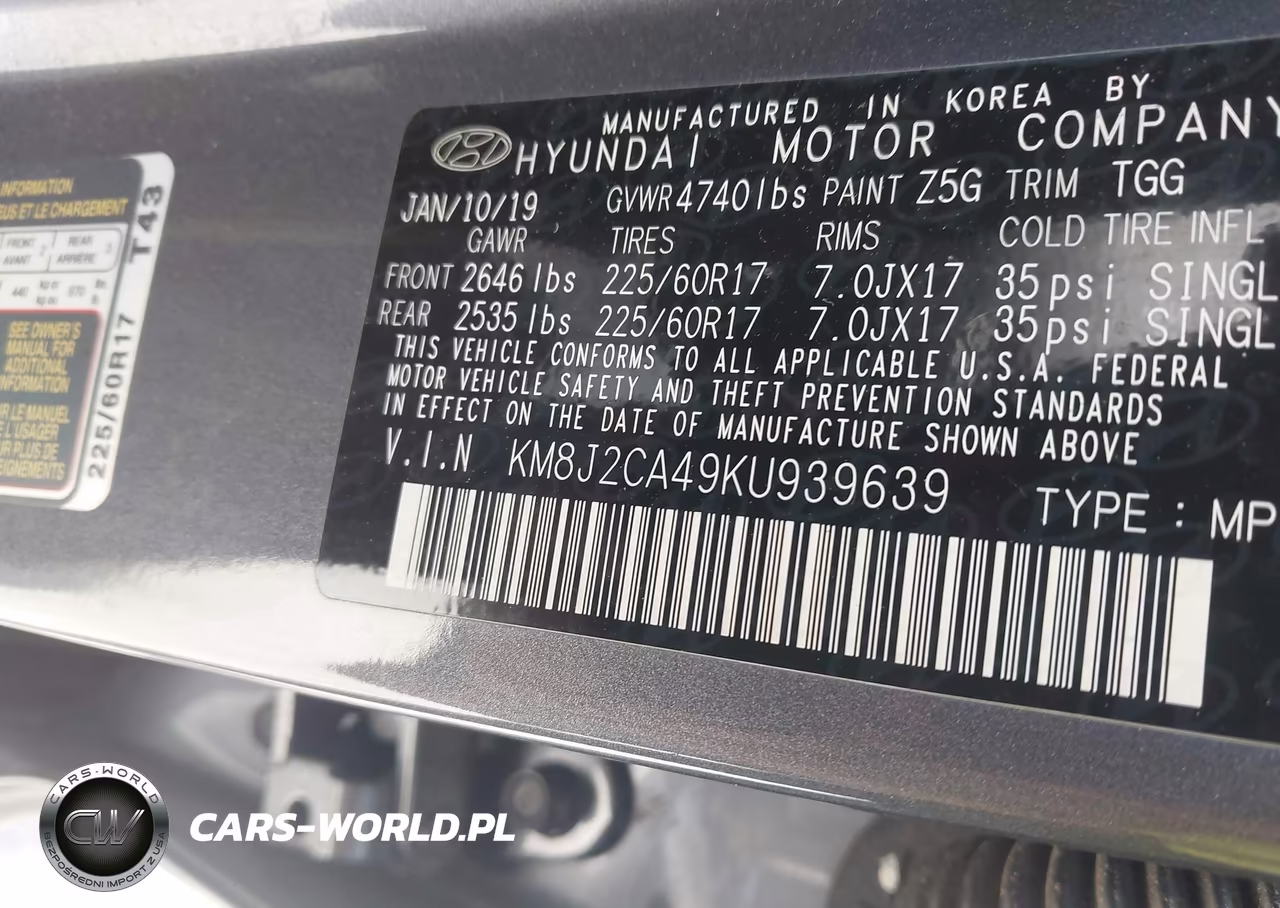 2019 Hyundai Tucson Se VIN:KM8J2CA49KU939639 - 9