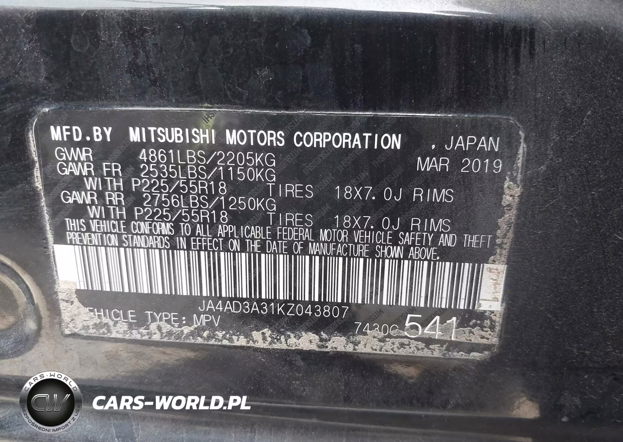 2019 Mitsubishi Outlander Se VIN:JA4AD3A31KZ043807 - 9