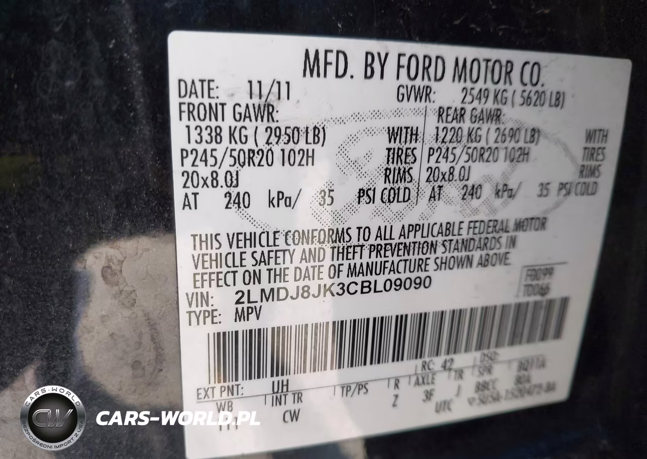 2012 Lincoln Mkx VIN:2LMDJ8JK3CBL09090 - 9