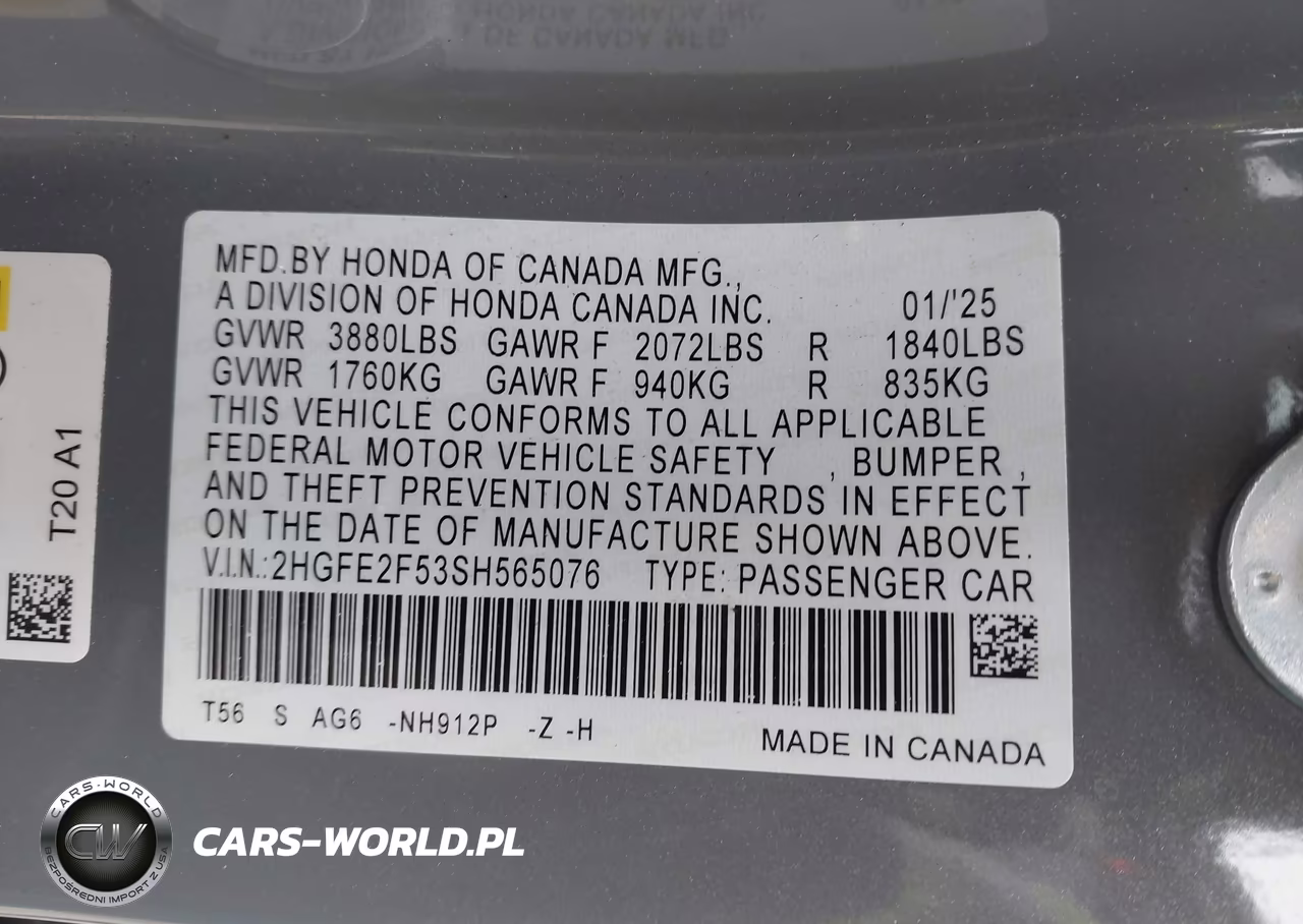 2025 Honda Civic Sport VIN:2HGFE2F53SH565076 - 9