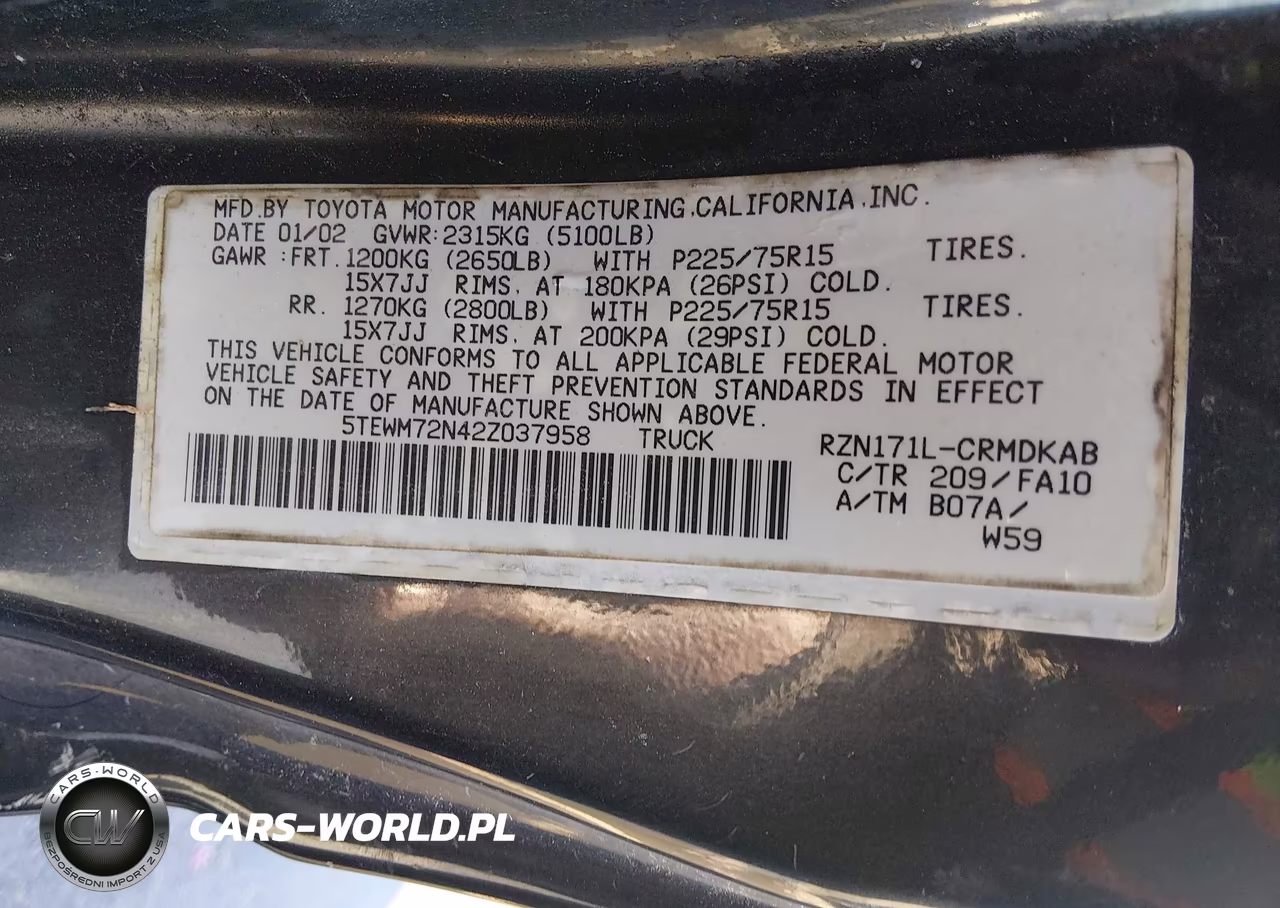 2002 Toyota Tacoma VIN:5TEWM72N42Z037958 - 9