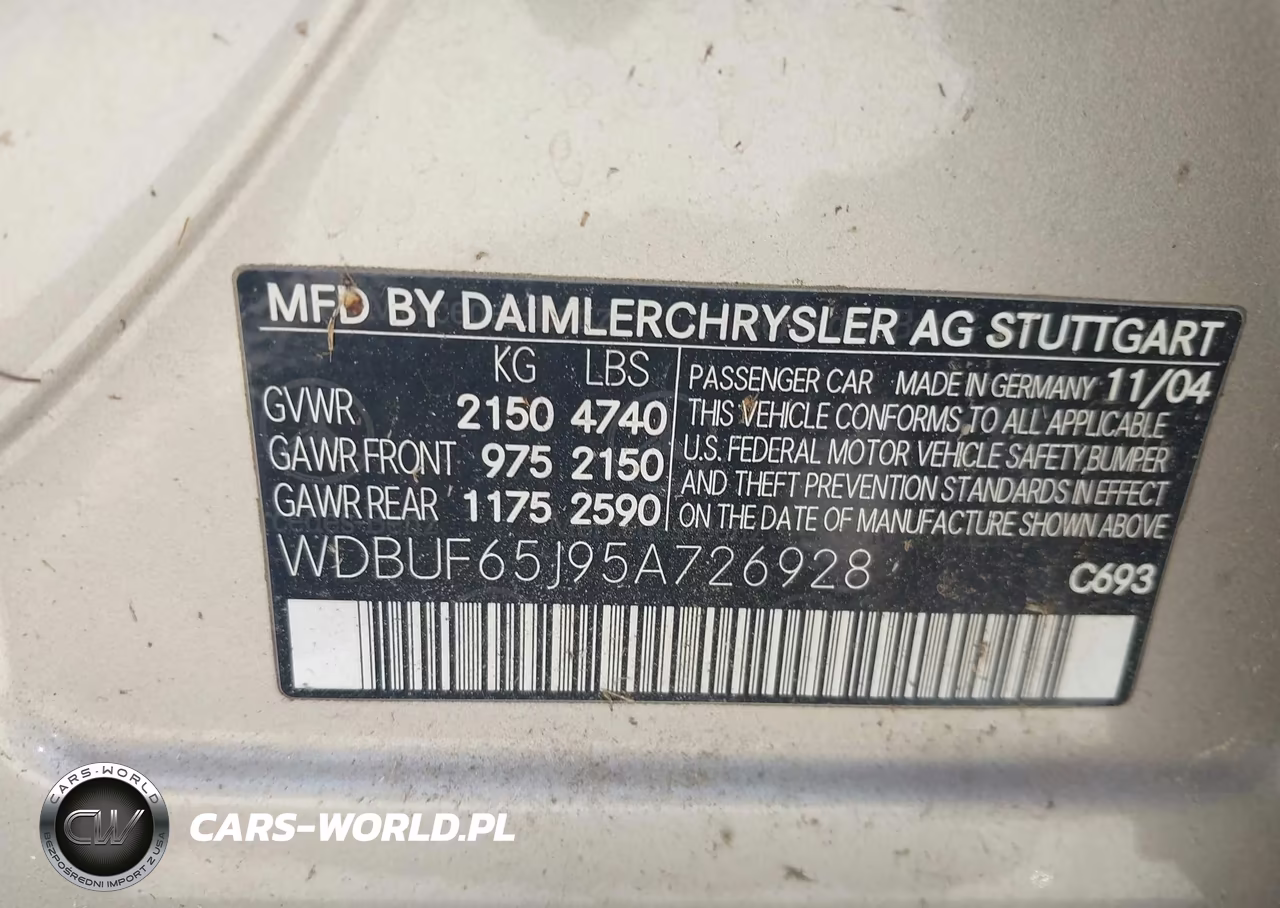 2005 Mercedes-Benz E 320 VIN:WDBUF65J95A726928 - 9