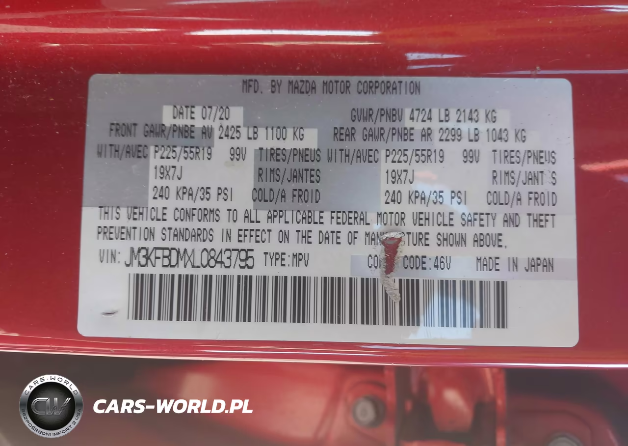 2020 Mazda Cx-5 Grand Touring VIN:JM3KFBDMXL0843795 - 9