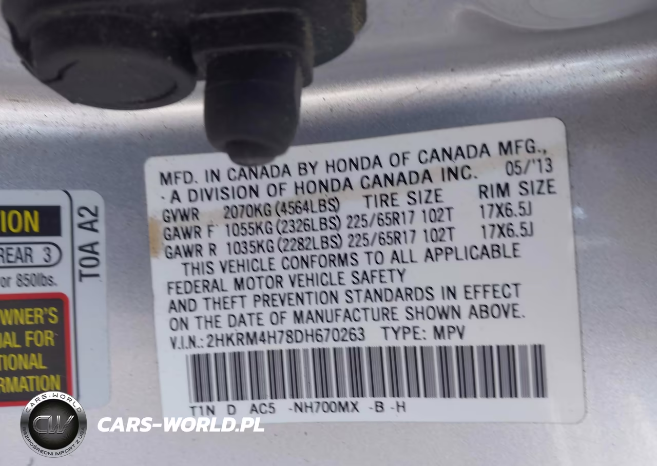 2013 Honda Cr-V Ex-L VIN:2HKRM4H78DH670263 - 9